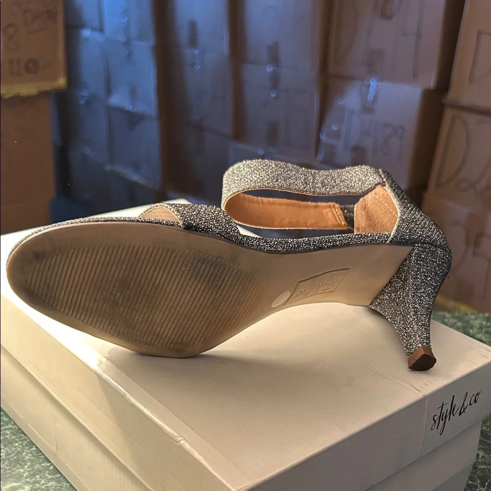 Style & Co. Glittering Silver Heels